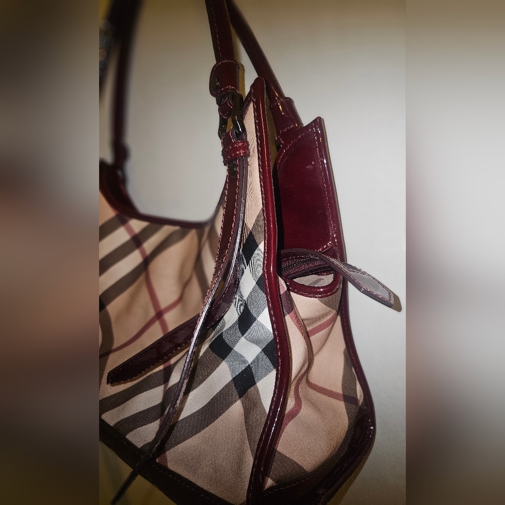 Burberry Patent Trim Supernova Check Ashmore Tote View 2